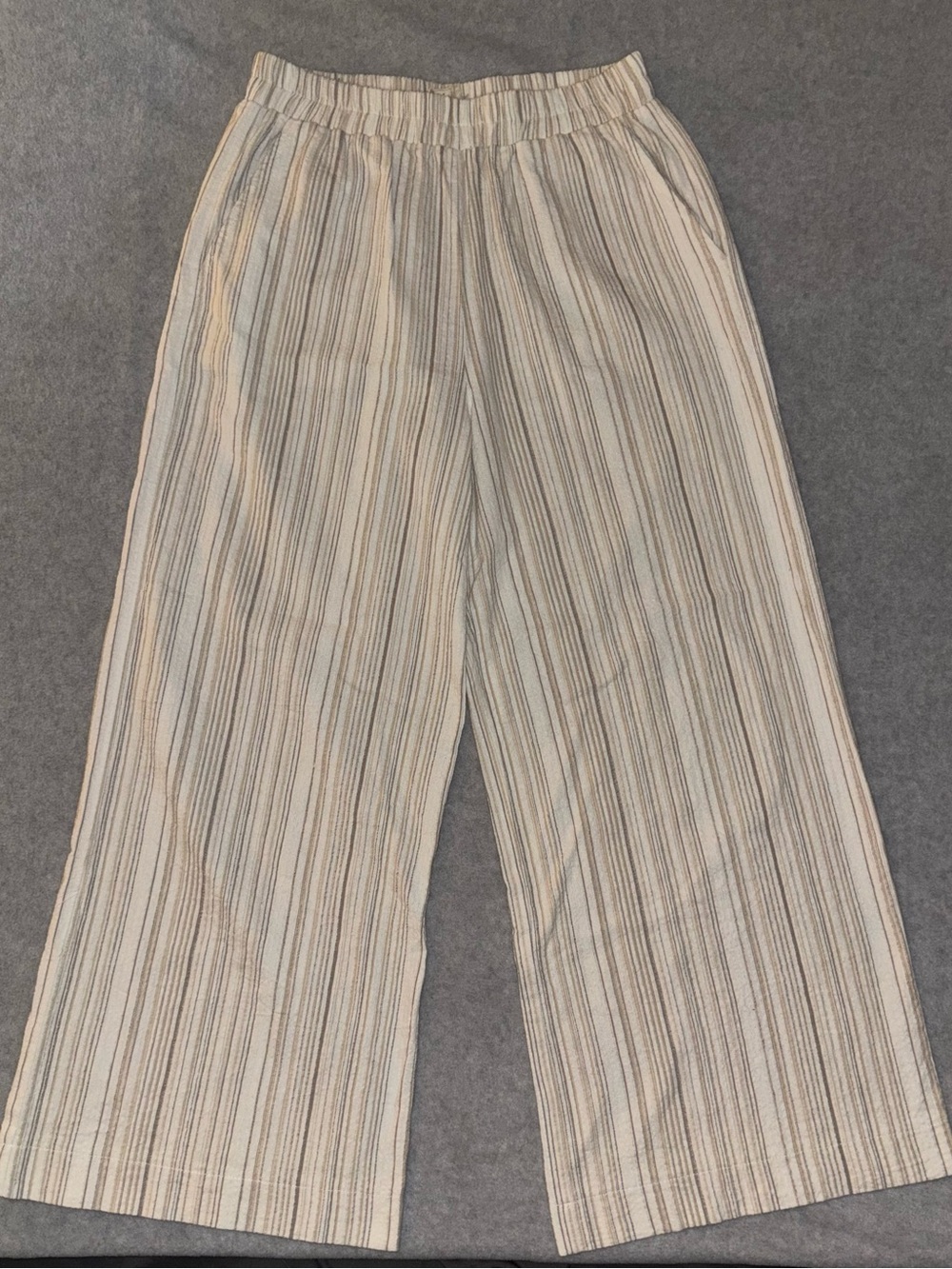 Hem & Thread Striped Wide Leg Lounge Pants Cream Earth Tones